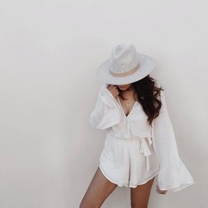 Olivaceous Cream & White Striped Romper